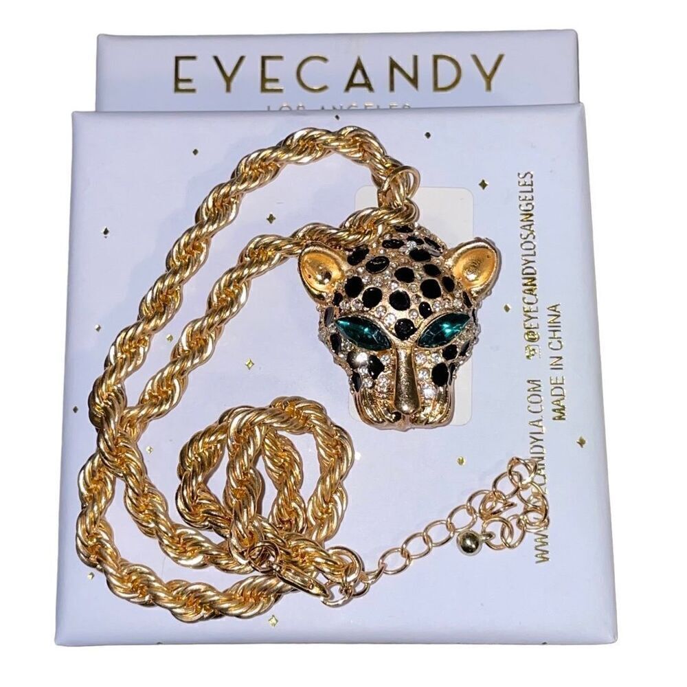 EyeCandy Los Angeles Luxury Gold Panther Necklace!! New
